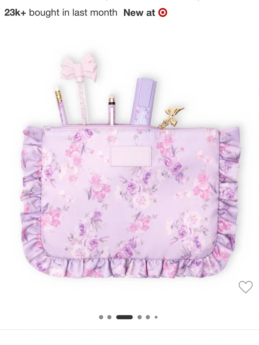 LoveShackFancy x Target Lavender Floral Ruffle Pouch!